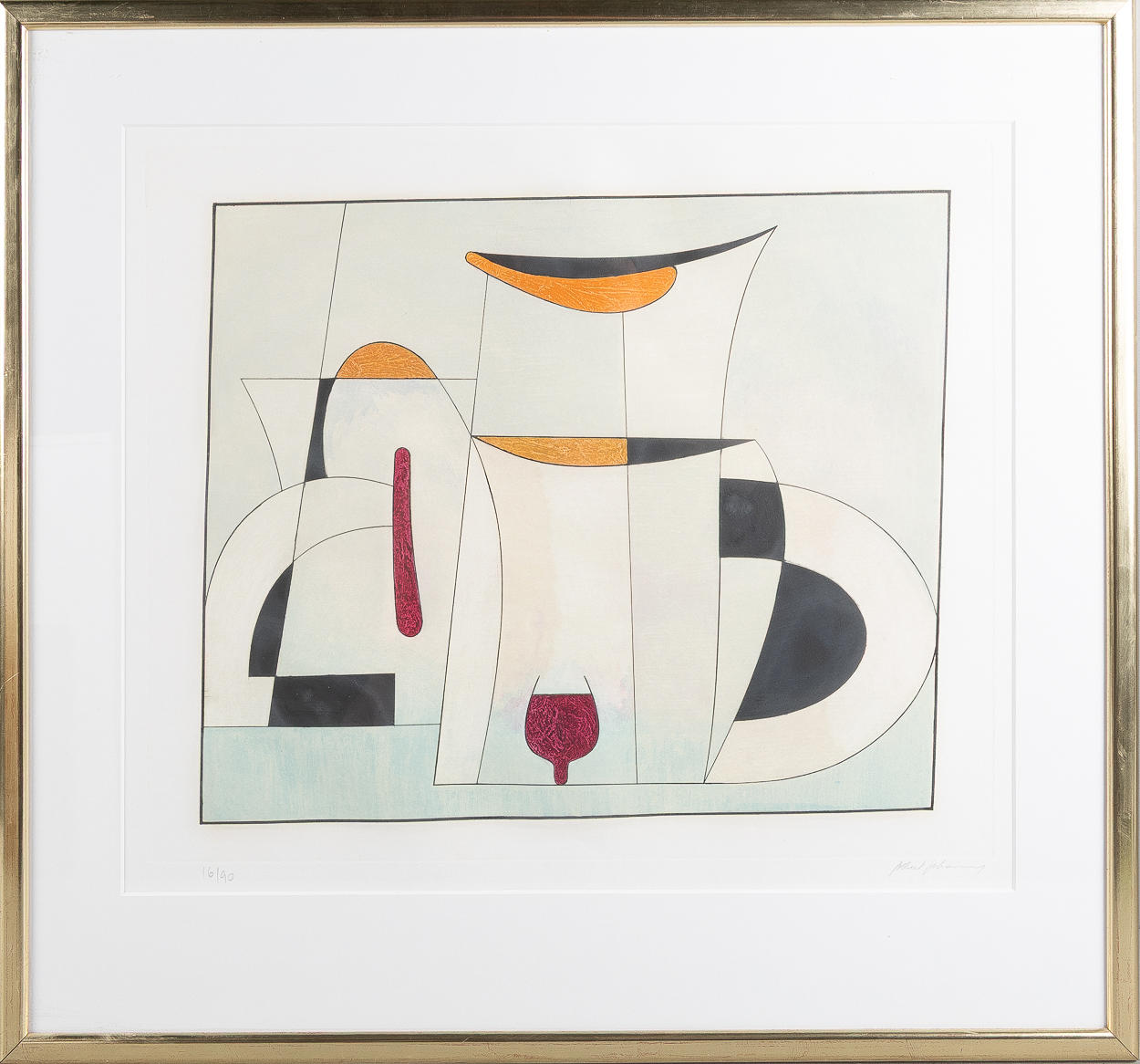 ALBERT JOHANSSON. Komposition, färglitografi.