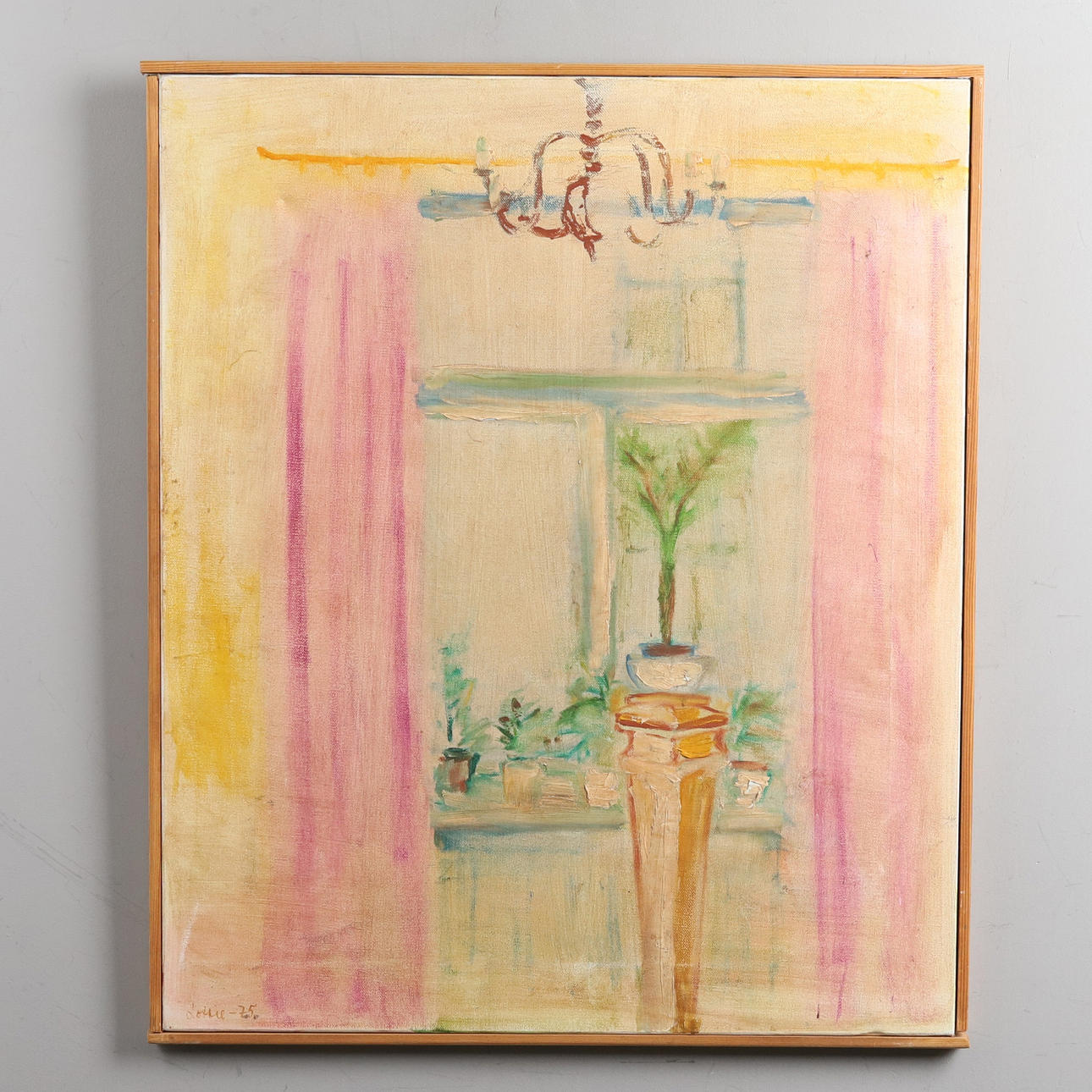 OIDENTIFIERAD KONSTNÄR. Oil on canvas. Room interior, signed and dated 75.