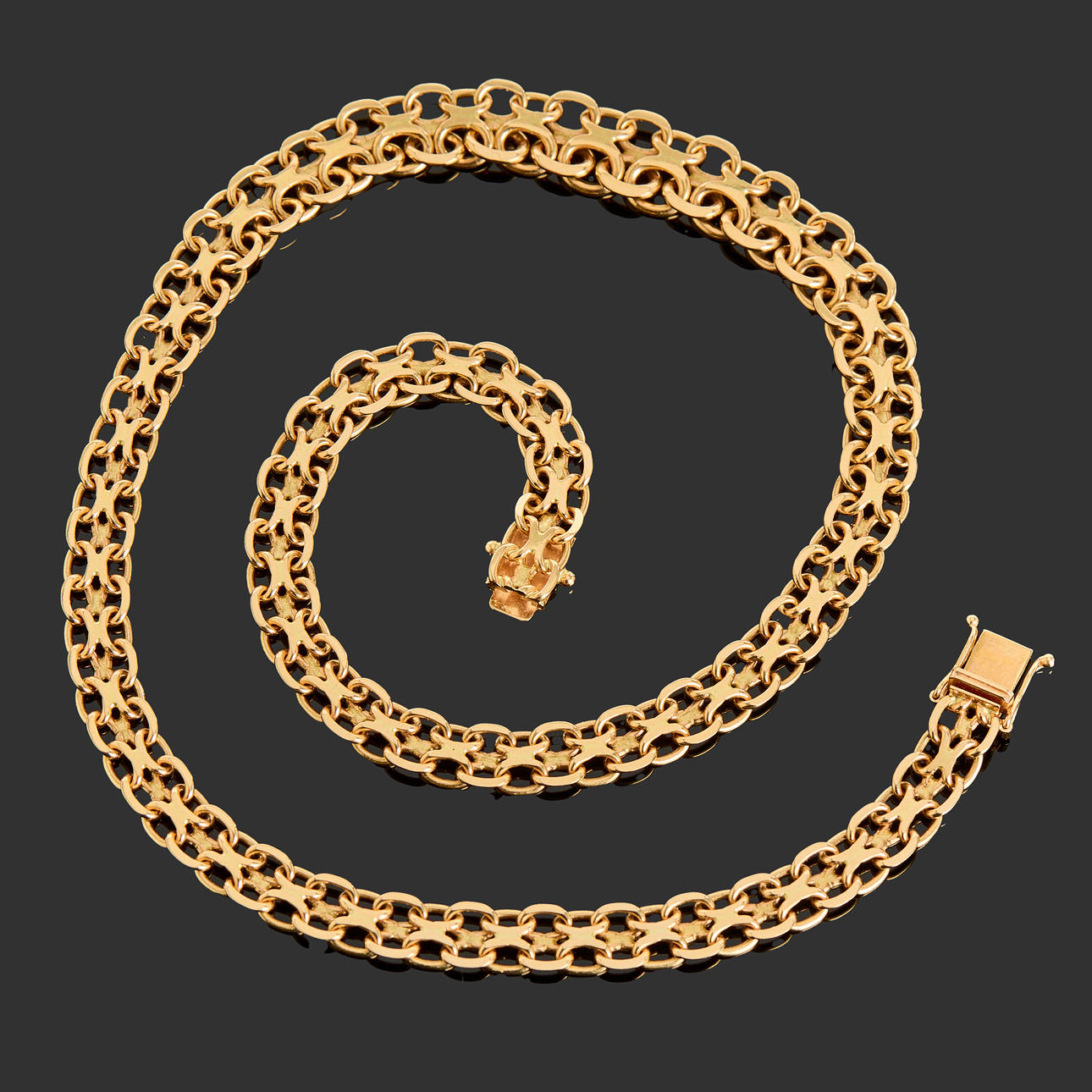 COLLIER, 18k guld, doserad X-länk, Kedjeguld Köping.