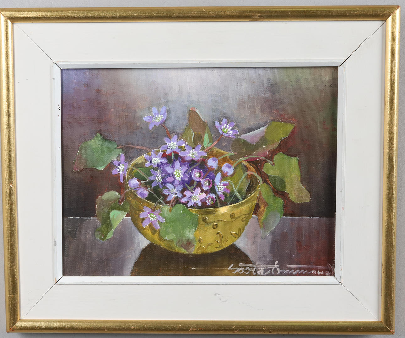 GÖSTA EMMING. Olja på duk, Blomsterstilleben, signerad.