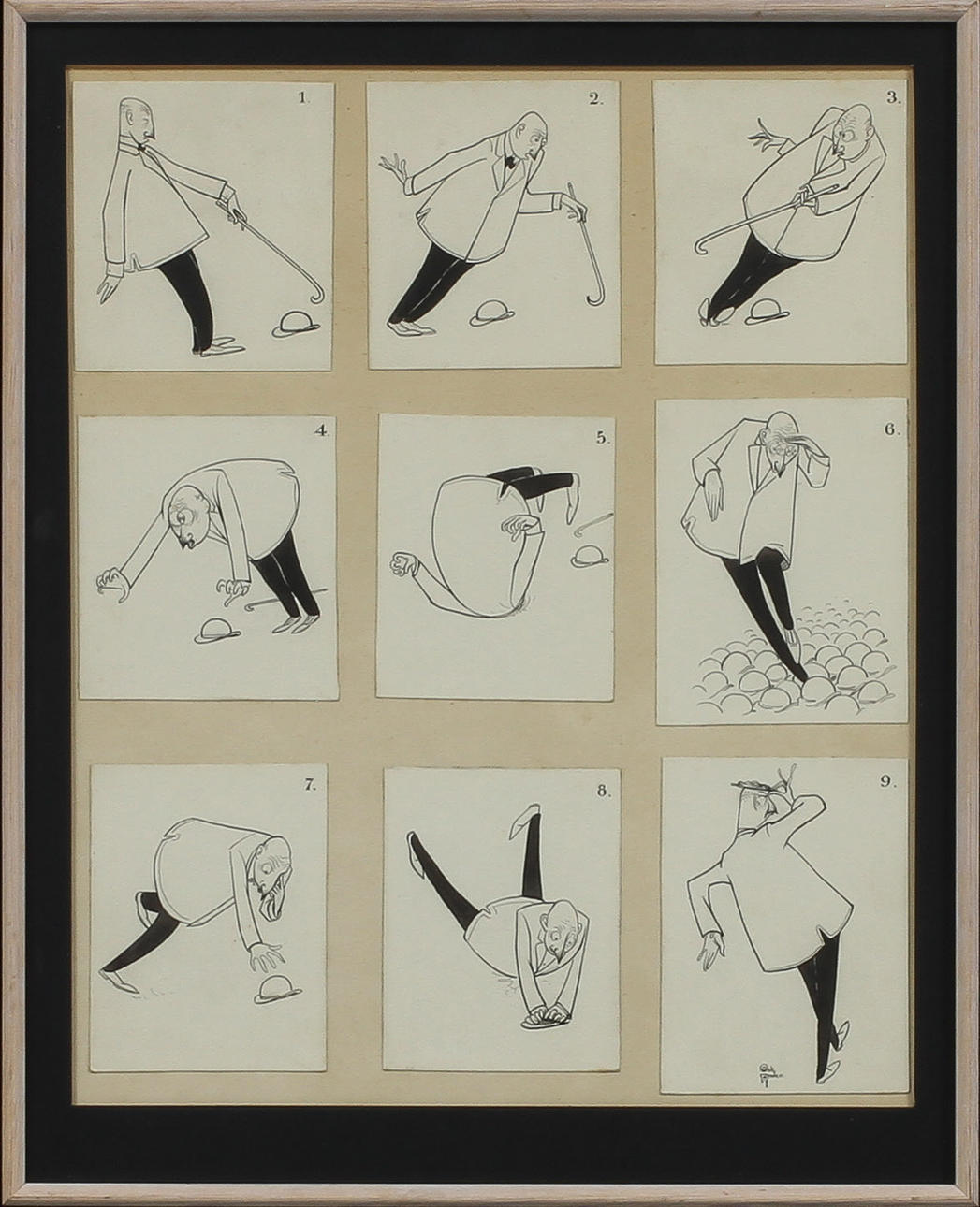 OSKAR ANDERSSON. Figurscener, tusch, signerad.