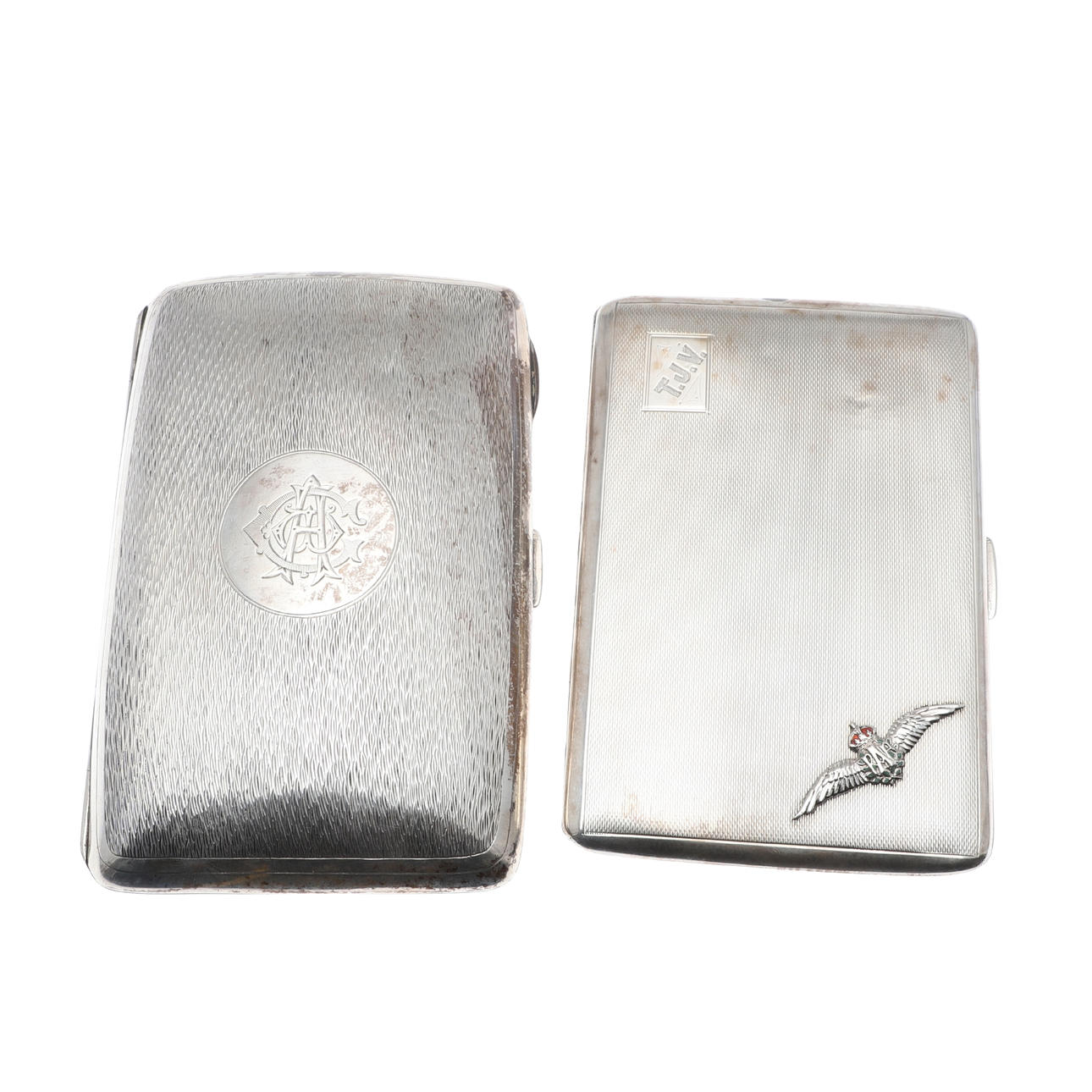 TWO SILVER CIGARETTE CASES.
