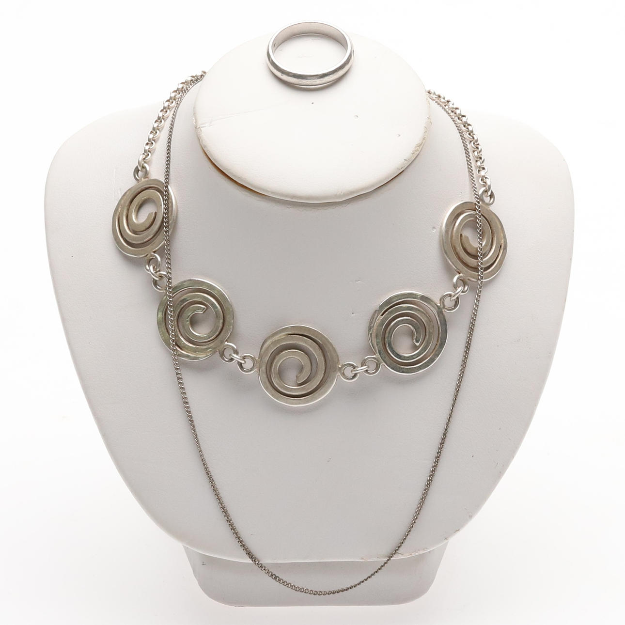 Sterling silver necklace & ring.