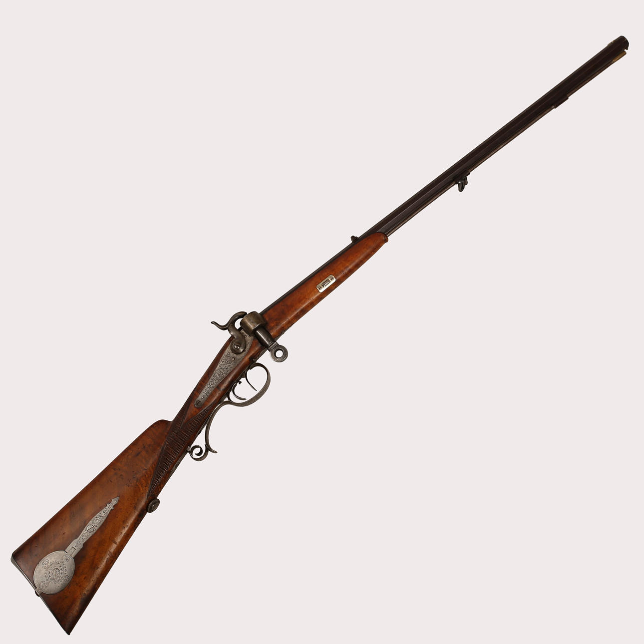 Ein deutsches Schleudergewehr, ein Türsteher, signiert mit eingelegtem Silber Christoph Funk in Suhl, um 1850er Jahre.