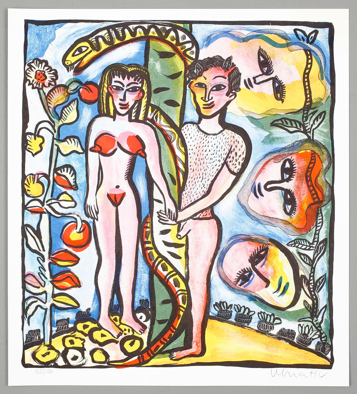 ULRICA HYDMAN VALLIEN. "I lustgården" färglitografi, signerad och numrerad 185/380.