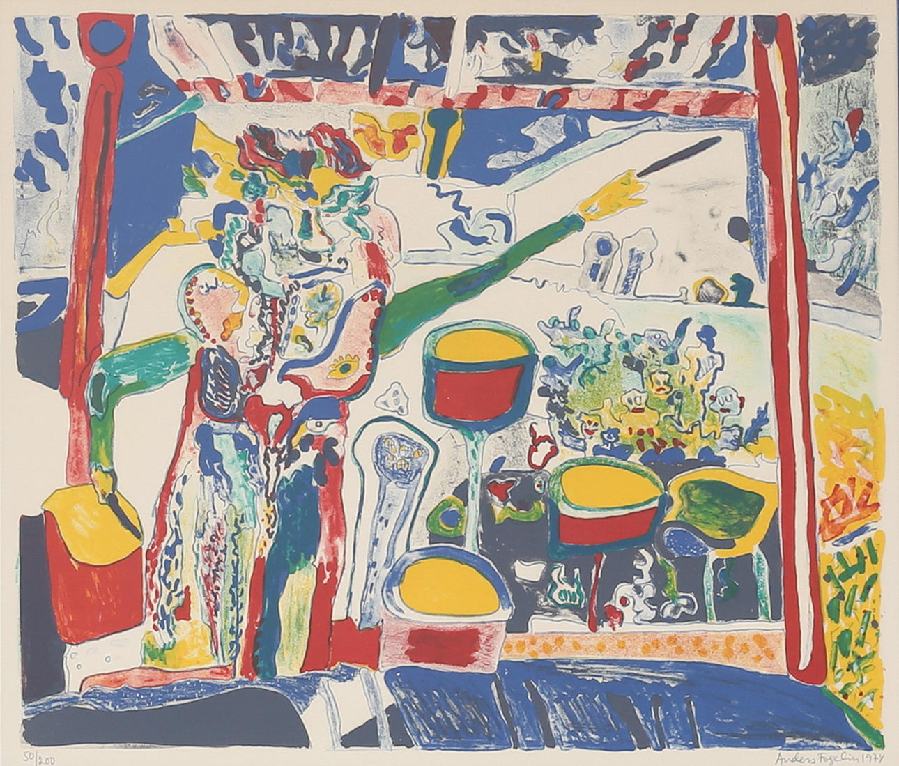 ANDERS FOGELIN. “Without gray”. Lithograph in colours, signed and numbered 50/200, dated 1974.