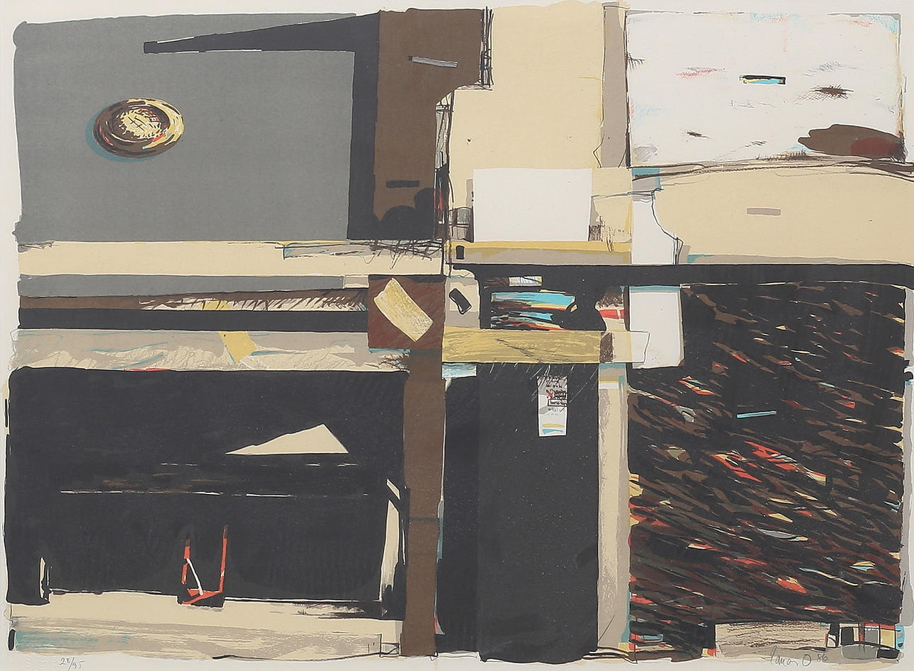 THOMAS OLSSON. Composition. Lithograph in colours, signed and numbered 28/95, dated 86.