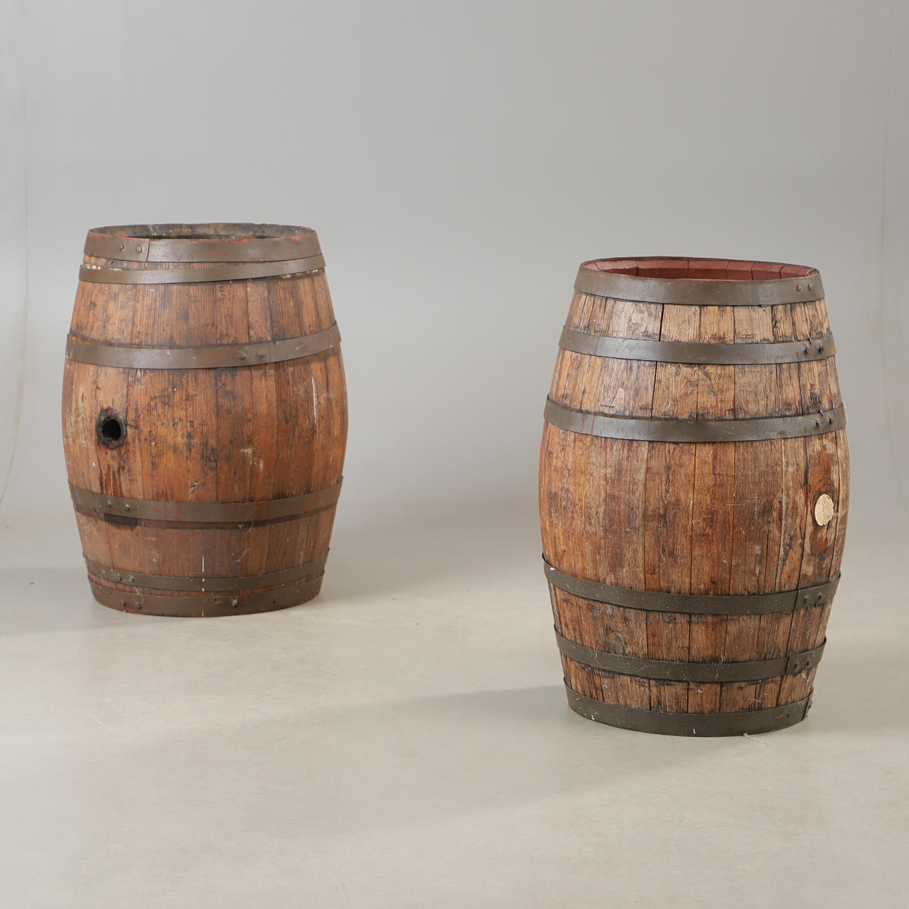 Two oak barrels, 20th century.
