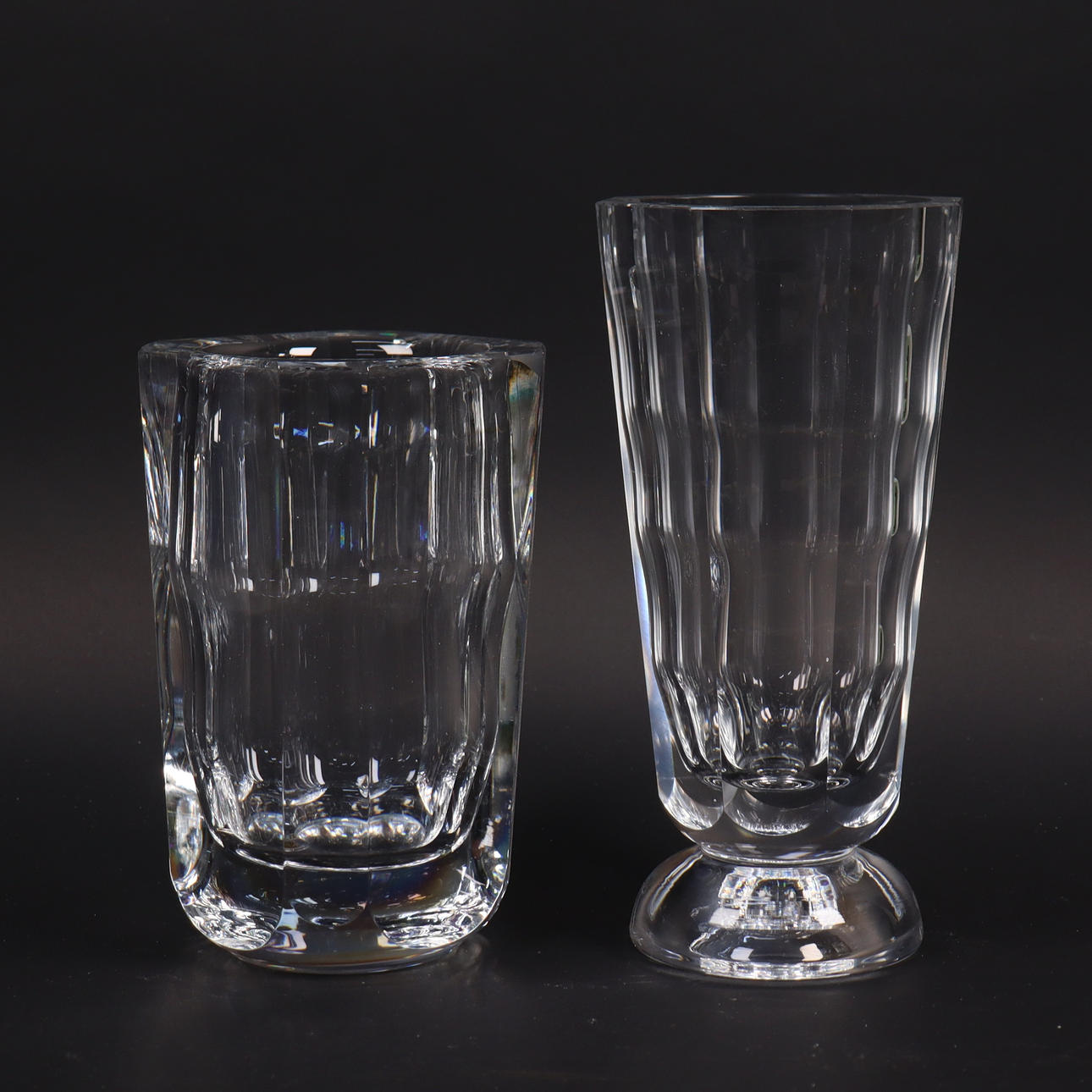 SIMON GATE. Orrefors, glass vases, 2 pcs.