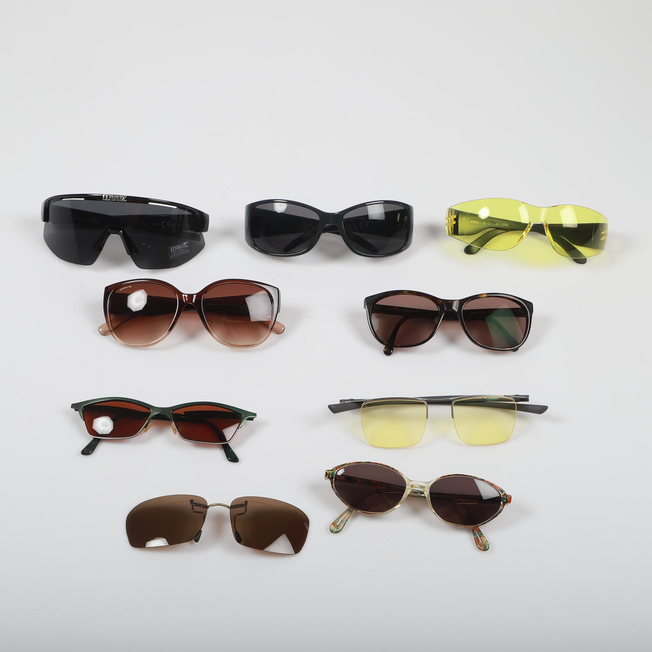 SUNGLASSES, 9 pairs, mostly plastic, 2000s.
