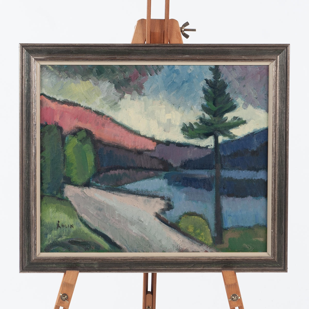 OIDENTIFIERAD KONSTNÄR. Oil on canvas, forest view, signed Åhlin.