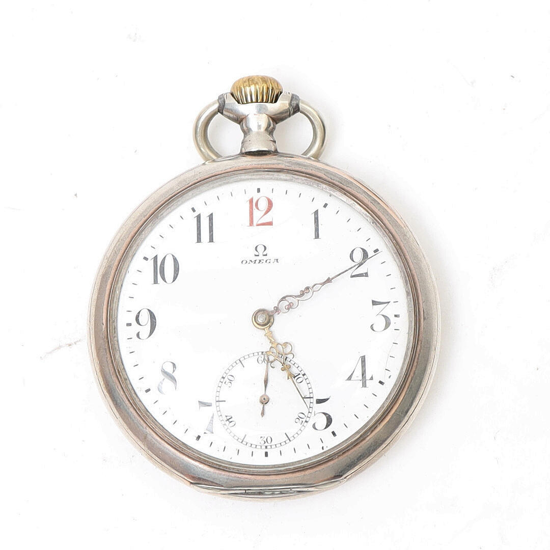 FICKUR, Omega, silver, emaljerad urtavla.