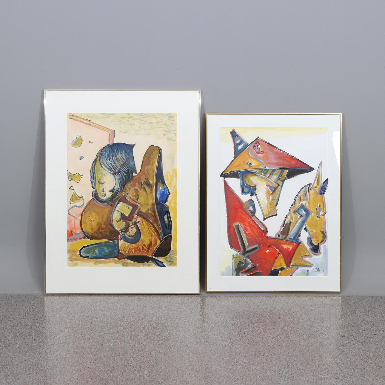 QUINTUS JAN TELTING. Mixed media, two pcs. Compositions. Signed.