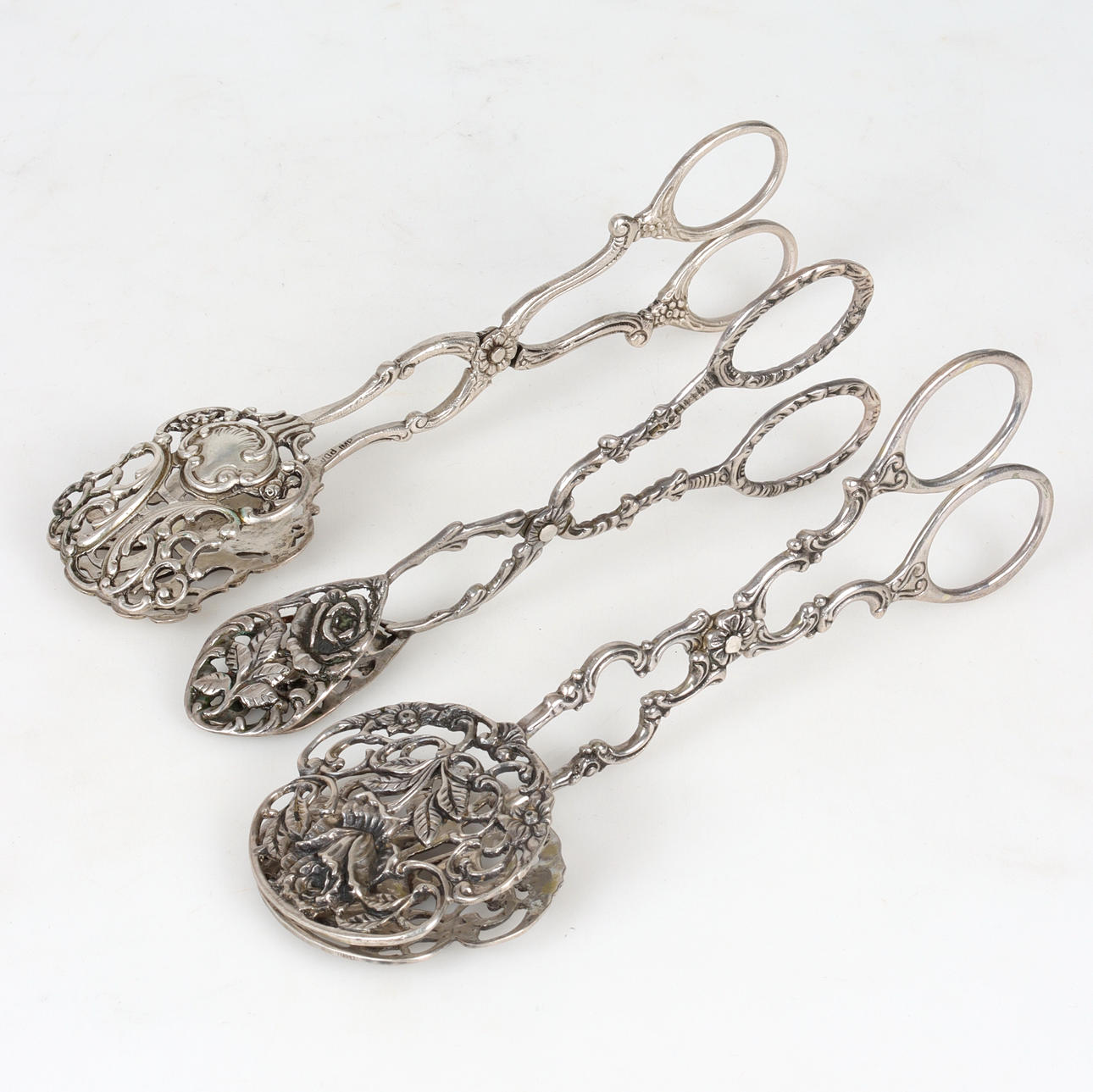 SERVERINGSTÄNGER, 3 st, silver, bl.a., GEWE, 1900-tal.