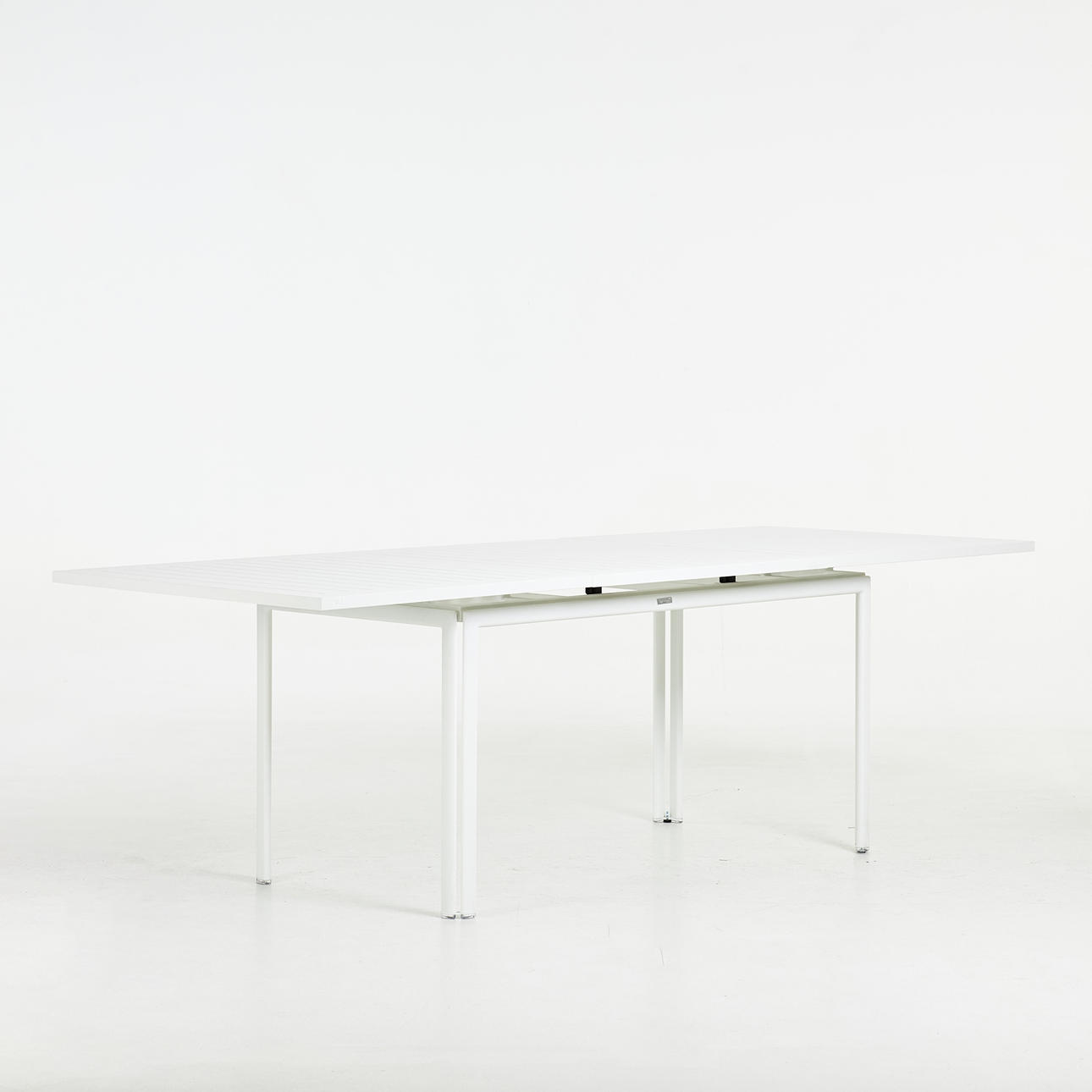 DINING TABLE, “Costa Table”, with insert top, white lacquered aluminium, Fermob.
