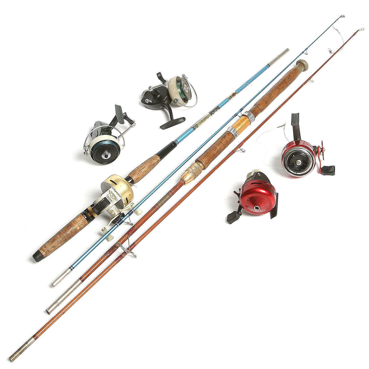 FISKERULLAR, 5 st, ABU, 2 st FISKESPÖN, 1900-talts andra hälft.