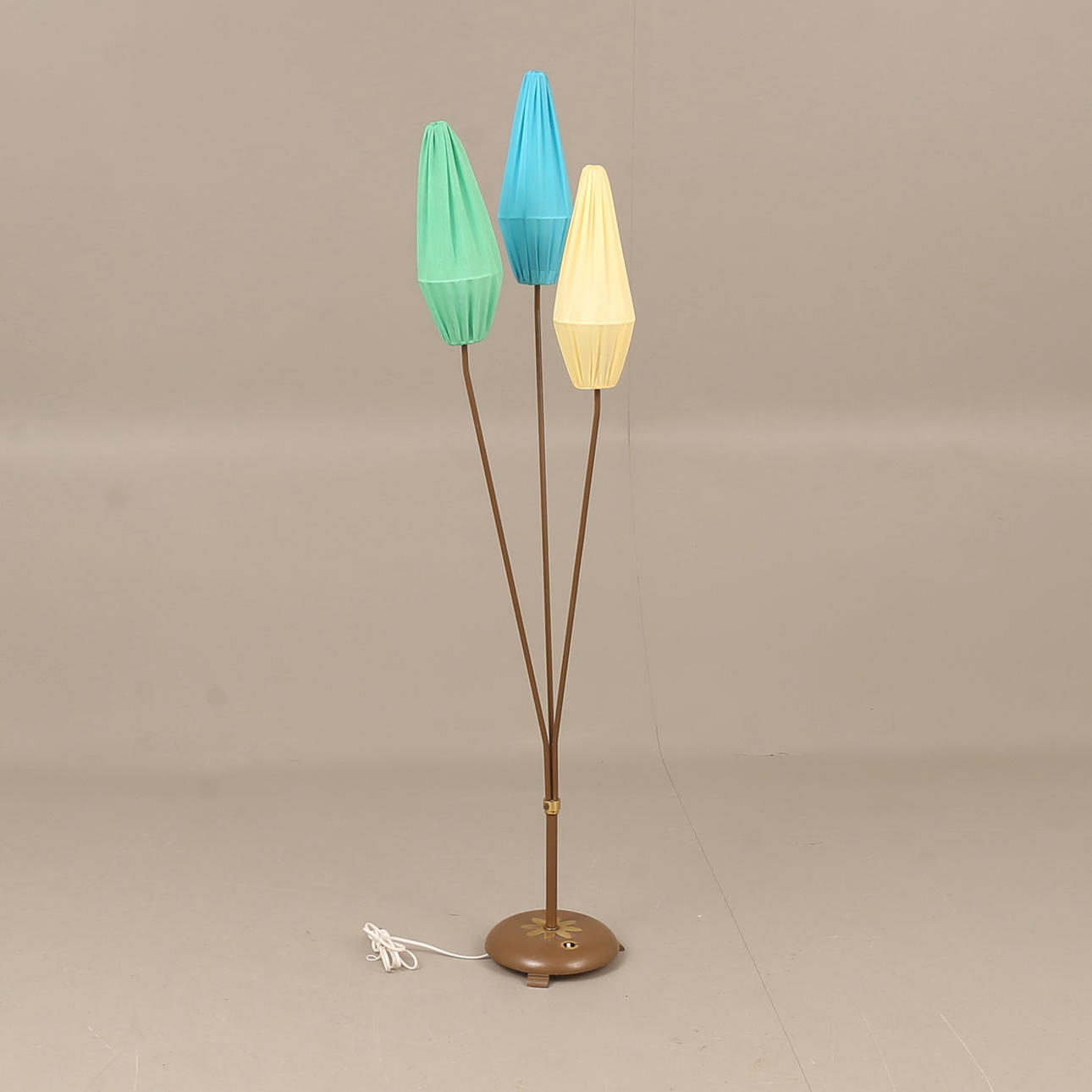 FLOOR LAMP, 3-armed, metal, 1950/60s.