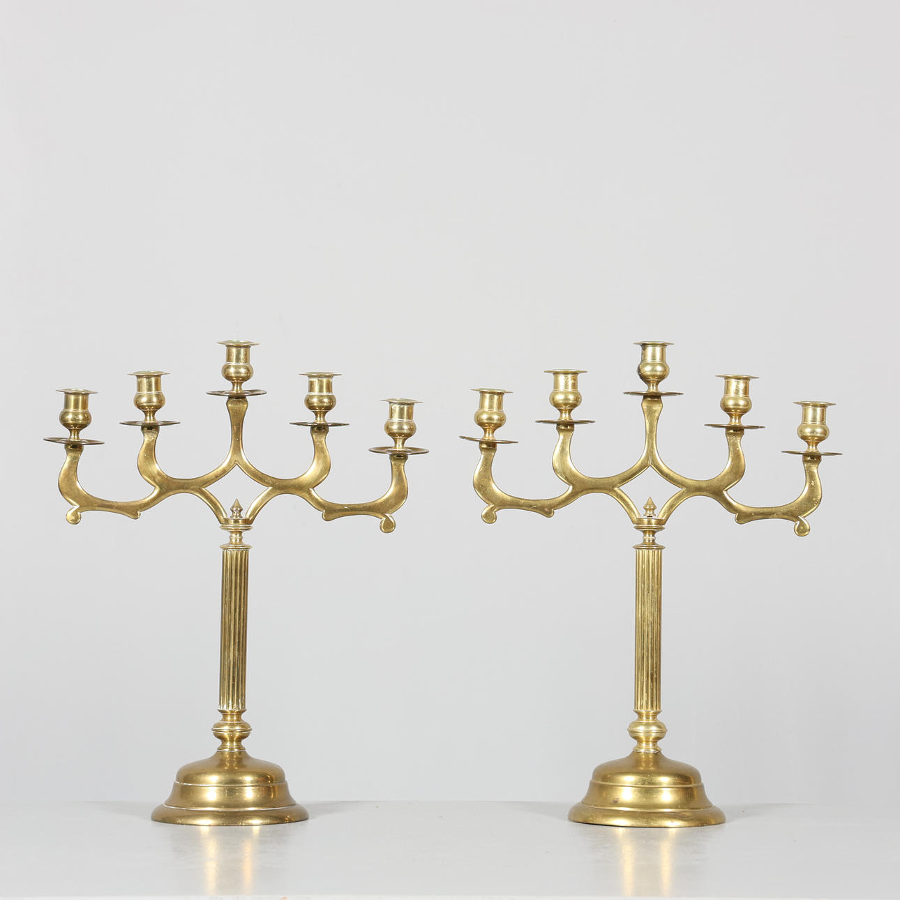 CANDELABRAS, 1 pair, Art Nouveau, brass.