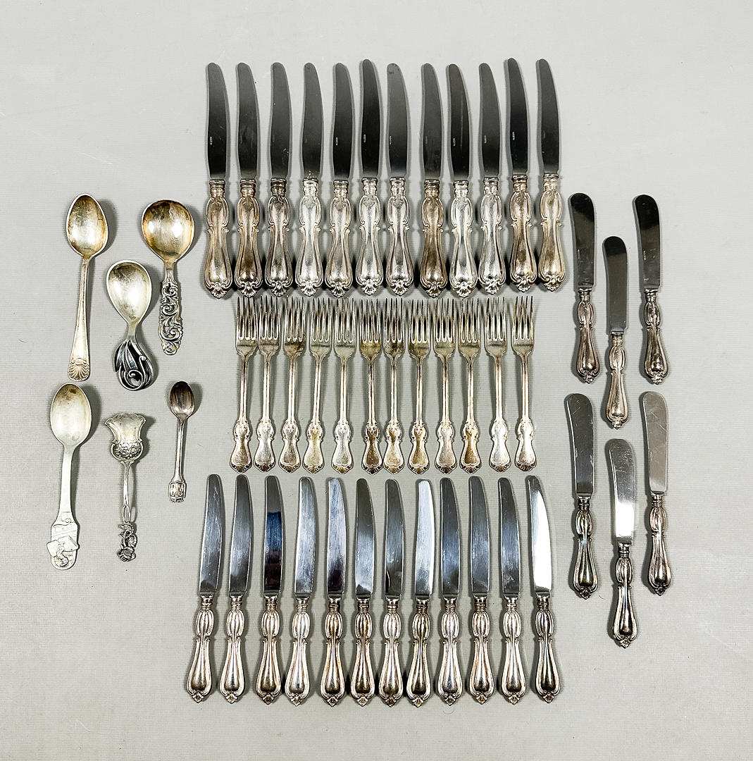 Silver cutlery, 20th century.