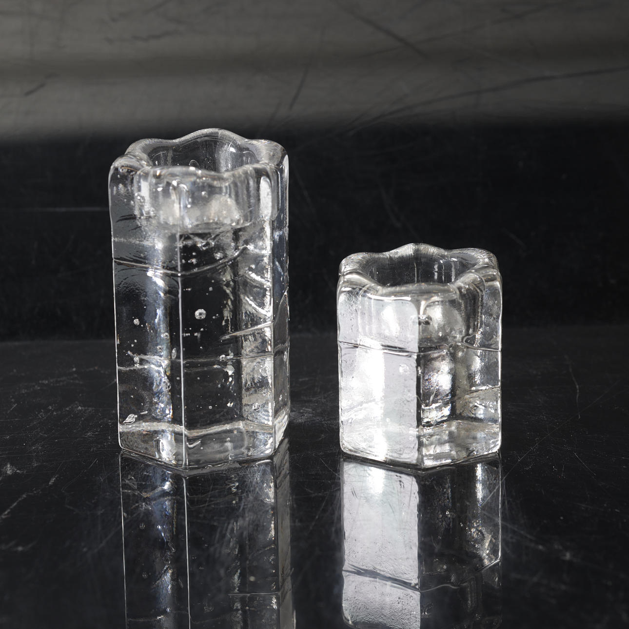 TIMO SARPANEVA. Candlesticks, a pair, glass, “Arkipelago”, Iittala.