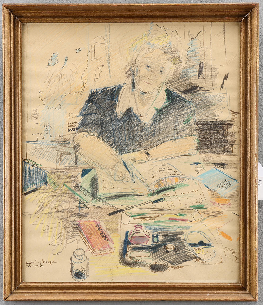 HENNING KOPPEL. Drawing, signed 1944.