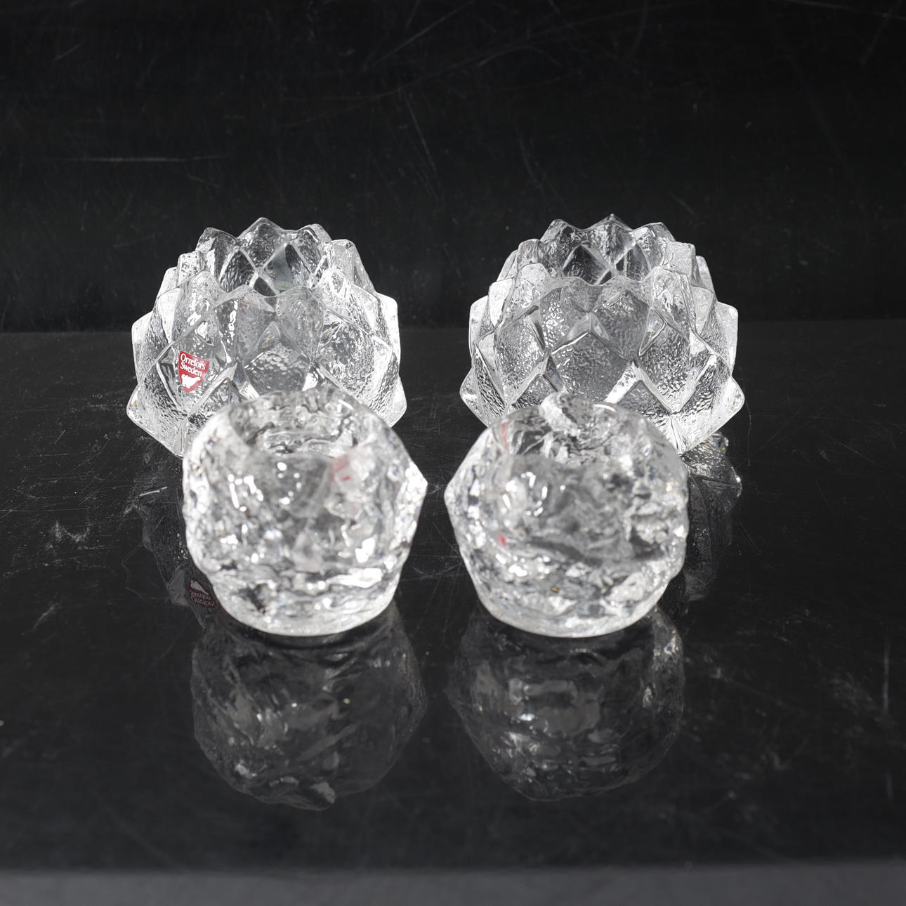 LJUSLYKTOR, två par, glas, delvis Orrefors.