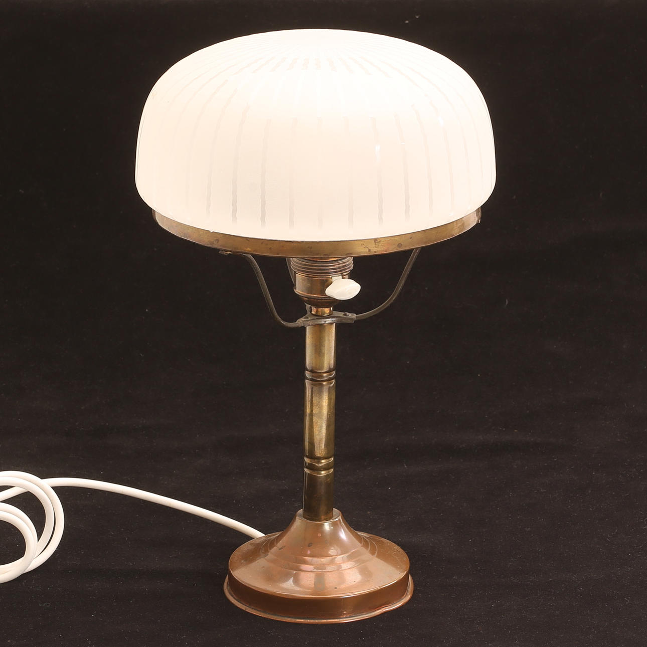 TABLE LAMP, glass and metal.