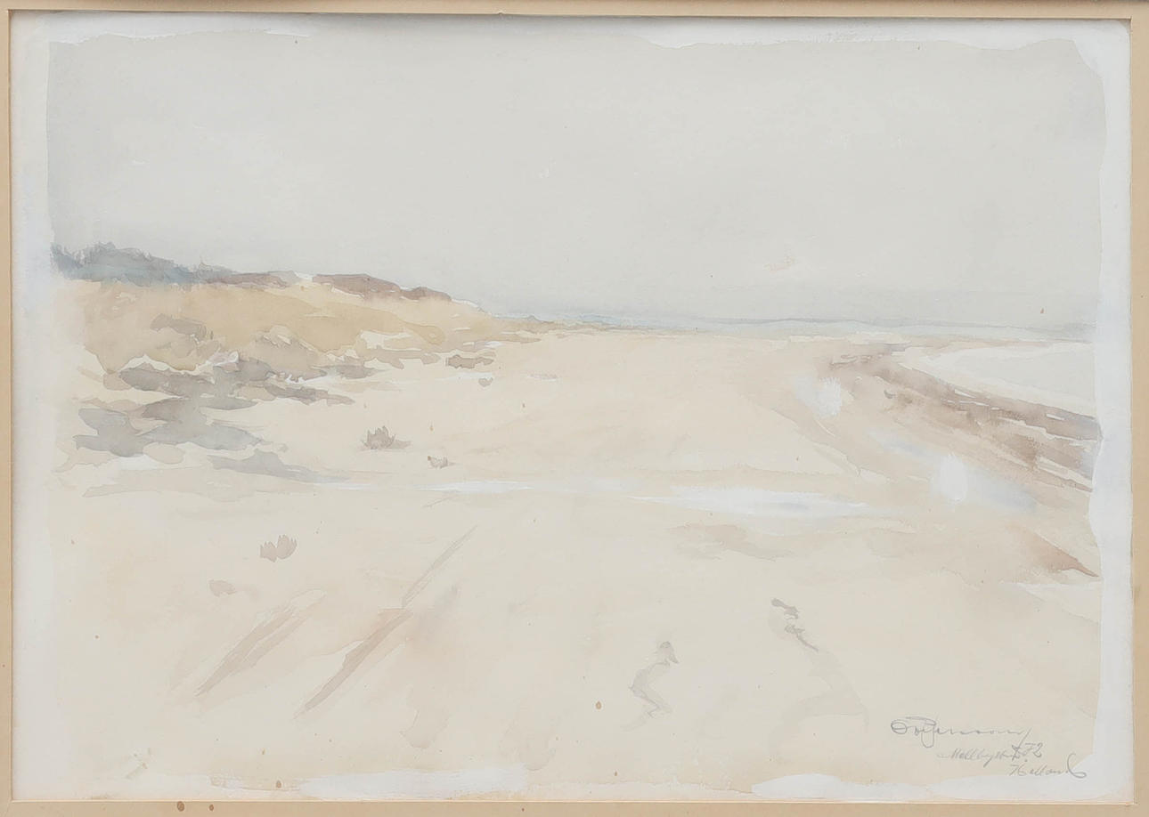 watercolour, “Mellbystrand”, signed O Persson, dated 1972.