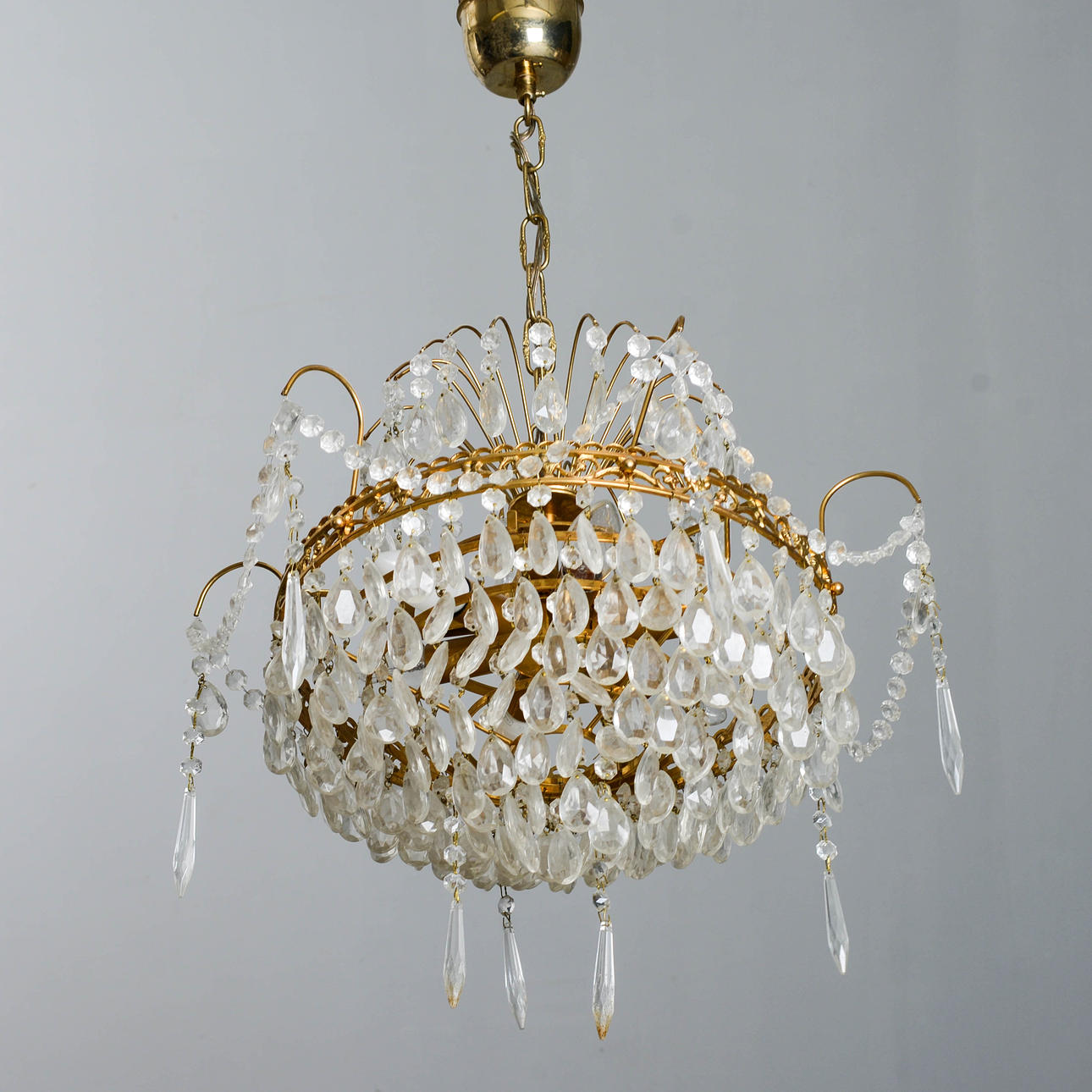 A ceiling lamp, with prisms, Empire style, 20th century.