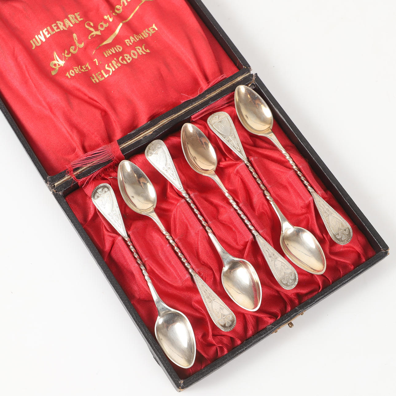 SKEDAR, 6 stycken, silver, Axel Larson, Helsingborg, 1903.