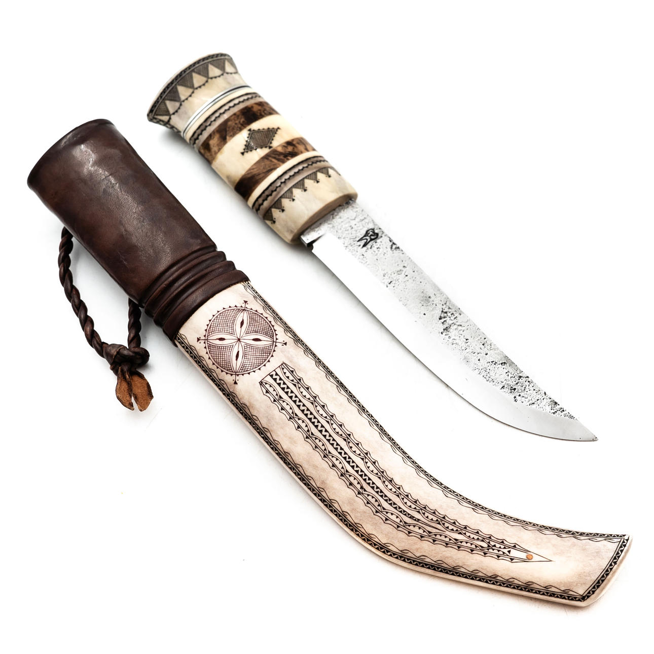 PER-ERIC NILSSON. Half-horn knife, Handmade, Signed.