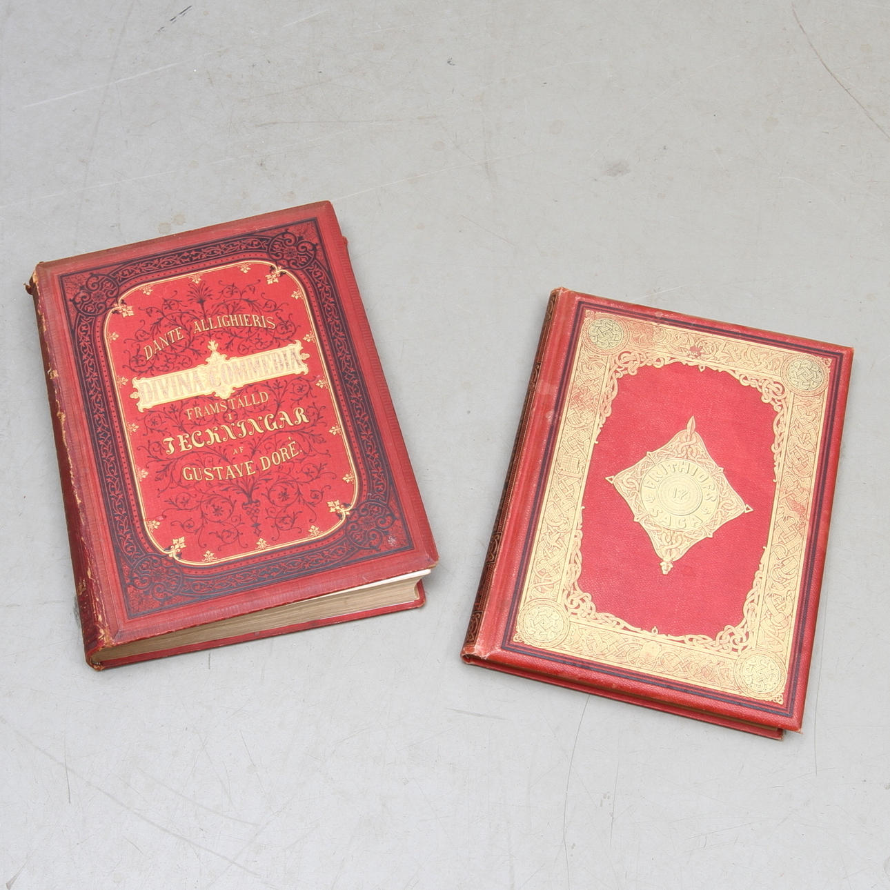 BÖCKER, 2 st, bland annat Dante Alllighieris, "Divina Commedia", framställd i teckningar af Gustave Doré, Stockholm.