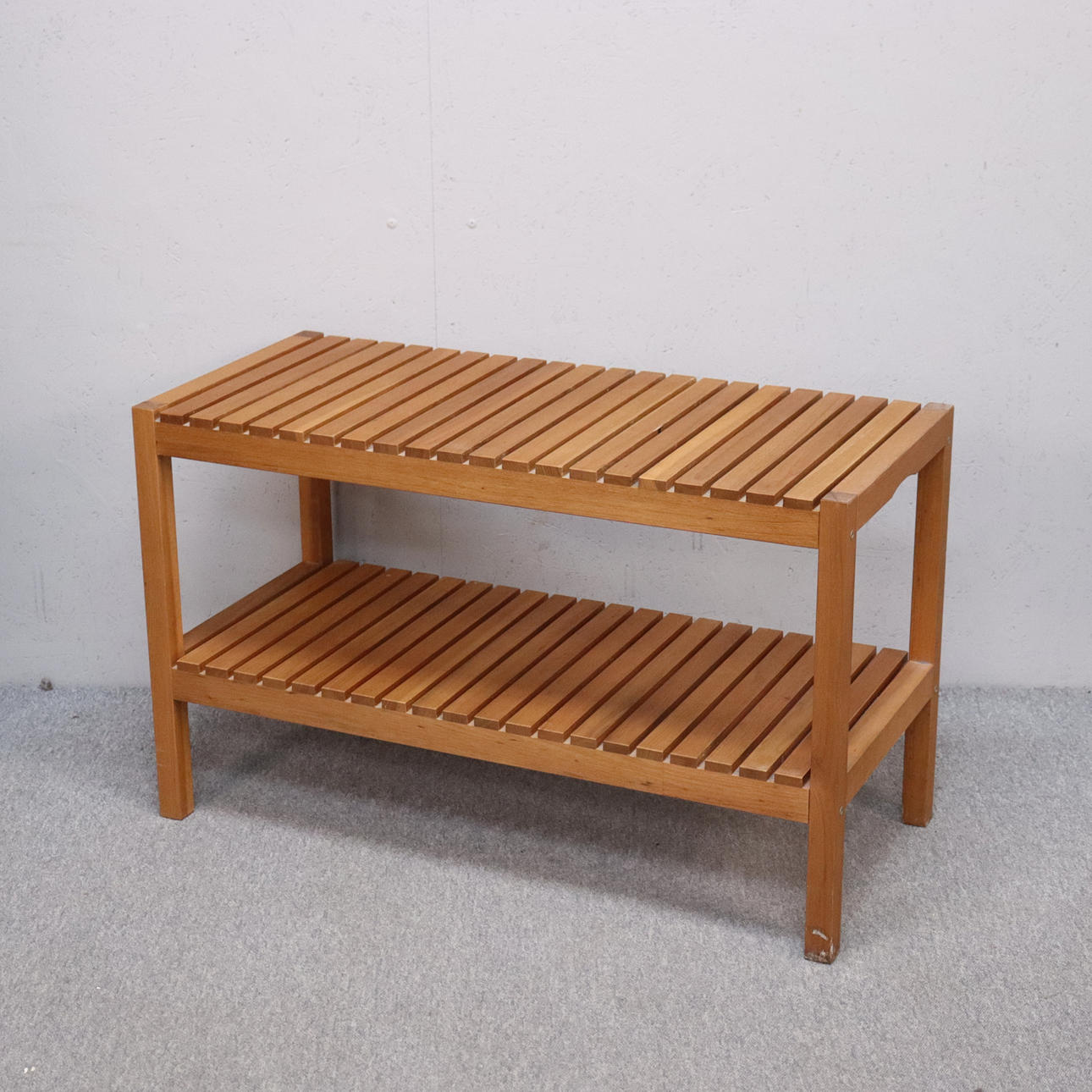 BENCH with bottom shelf, teak, 1900/200s.