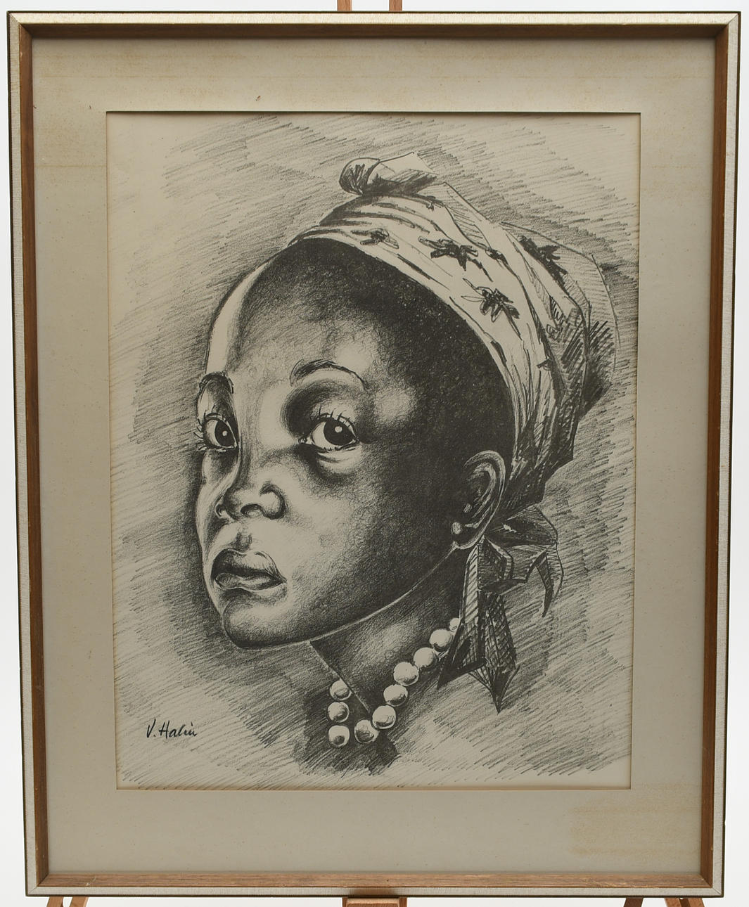 OIDENTIFIERAD KONSTNÄR. Woman with pearls. lithograph.