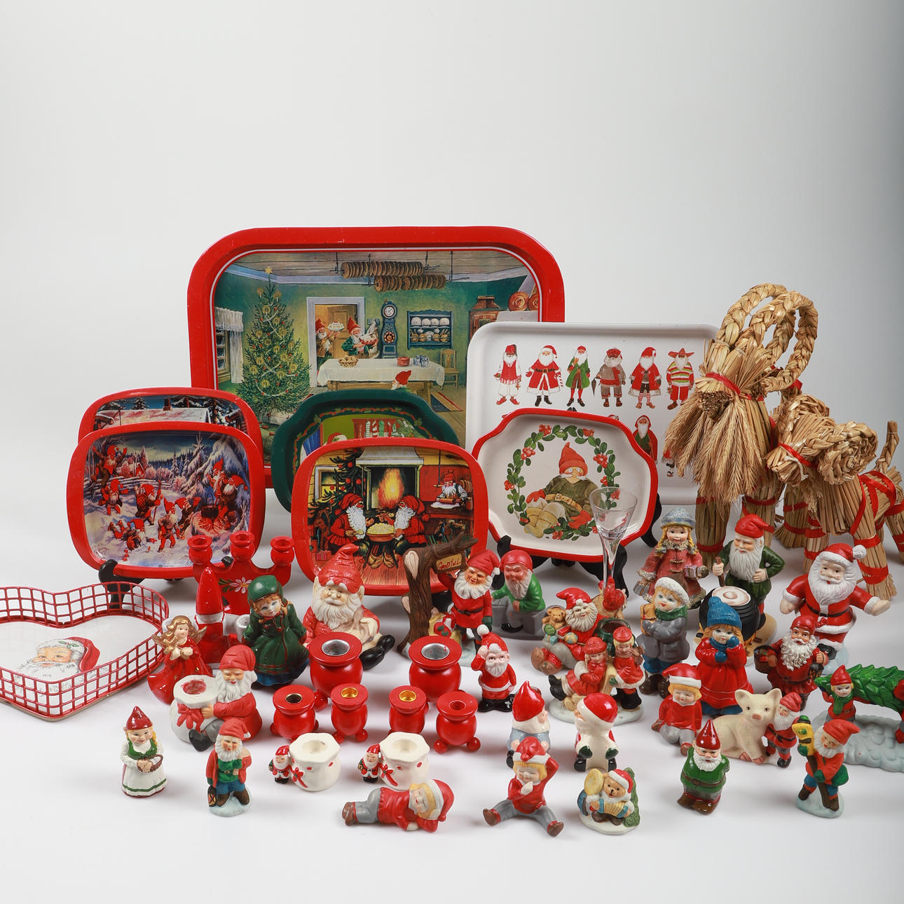 FIGURINES AND CANDLESTICKS M. M., mostly gnomes, 1980s-2000s.