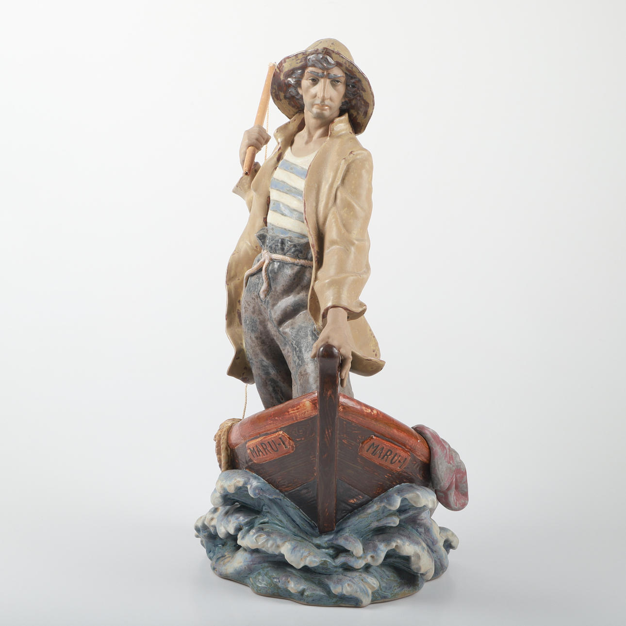 FIGURIN, fiskare, porslin, Lladro, Spanien.