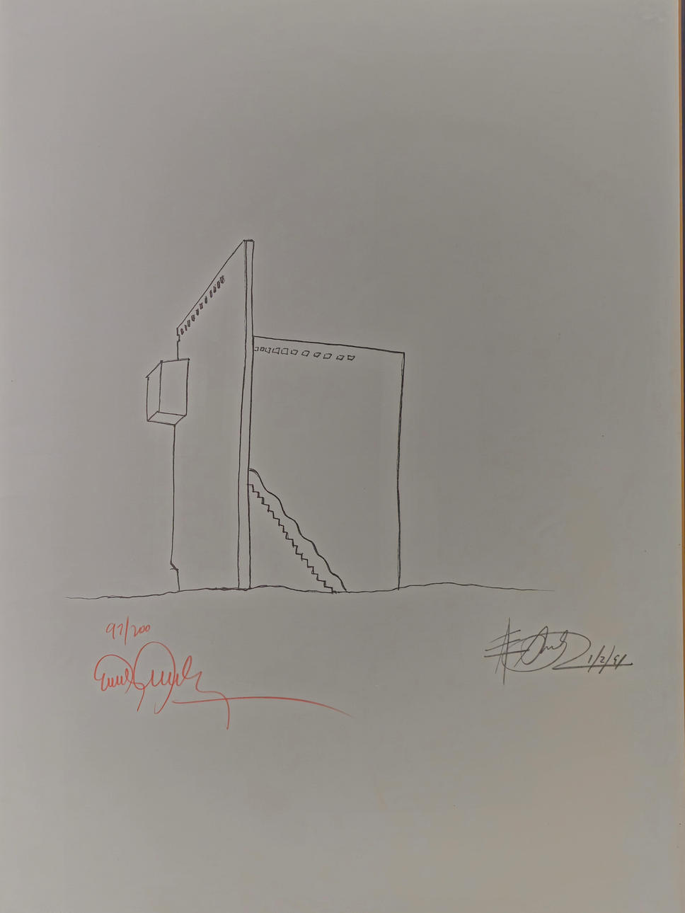 GRAPHIC WORK “BETWEEN WALLS”. ILLEGIBLE SIGNATURE?