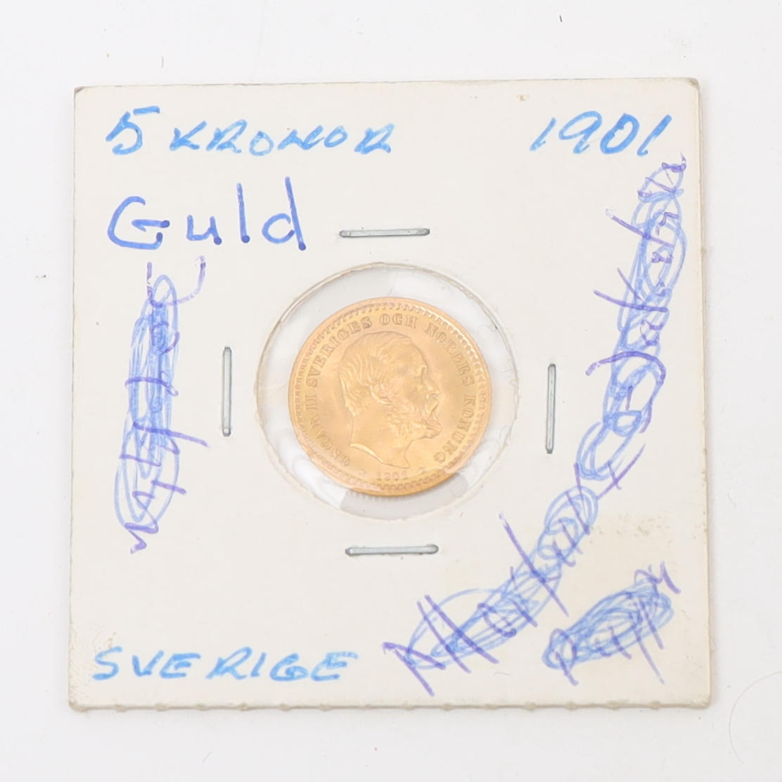 GULDMYNT, Oscar II, 1901, 5kr.