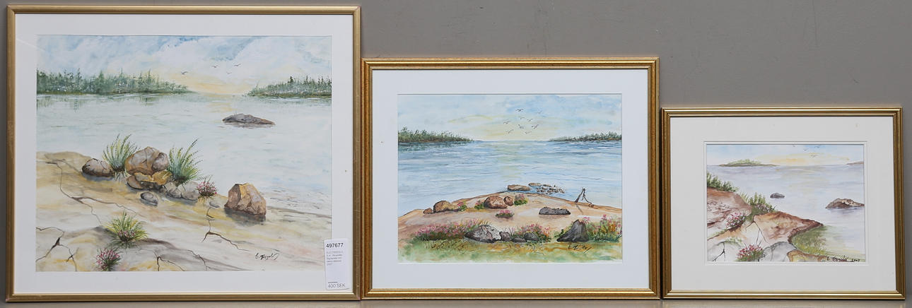 ELIO TERZOLO. 3 st. Akvareller. Signerade och delvis daterad 2007.