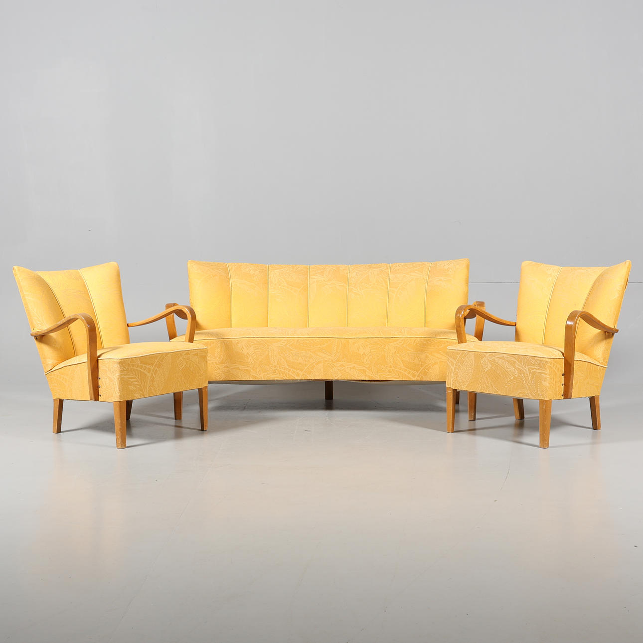 A three-piece sofa set, 1940s.