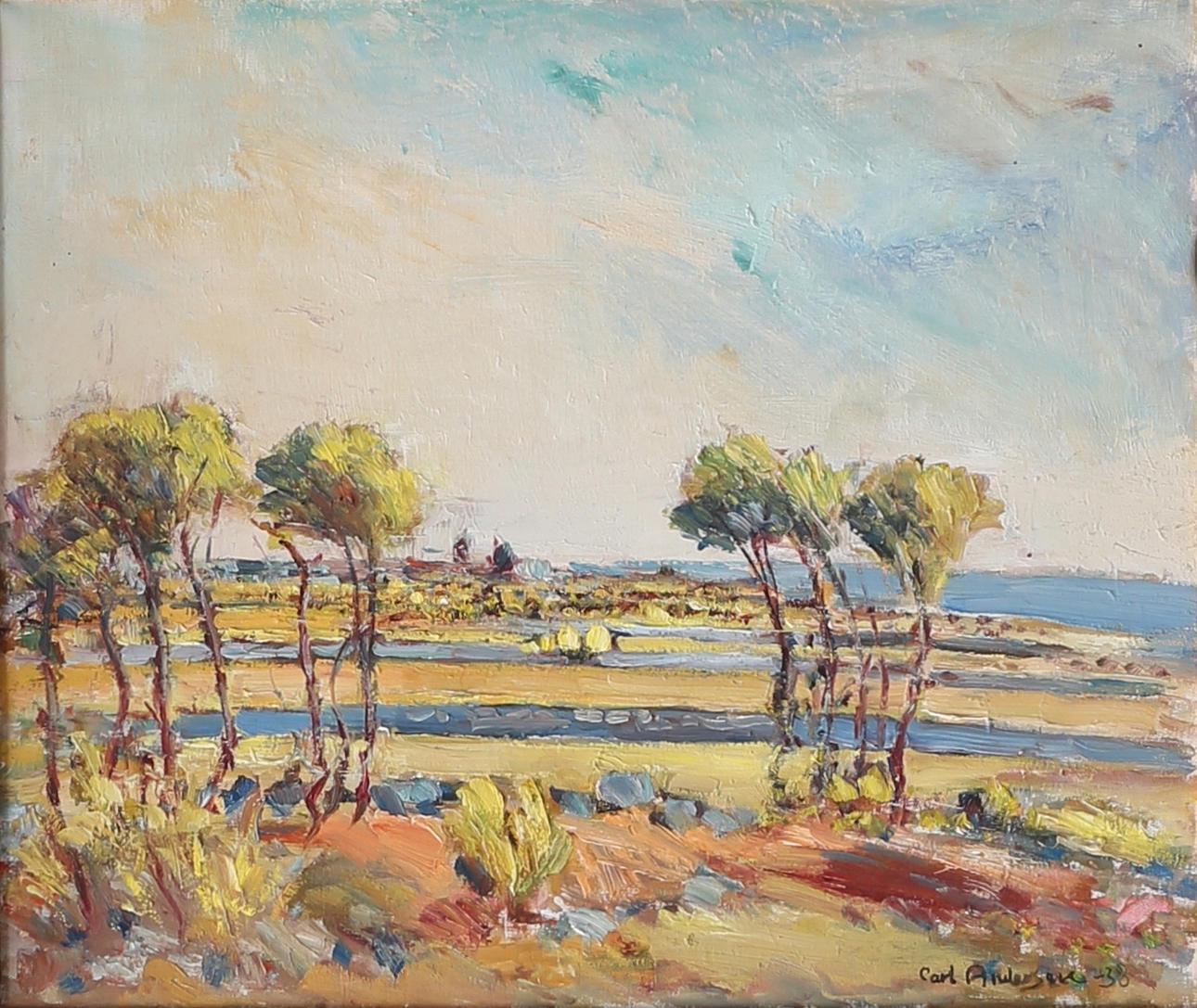 CARL ANDERSON. Motiv från Hällevik, Listerlandet, Blekinge. Olja på duk, signerad och daterad -38.