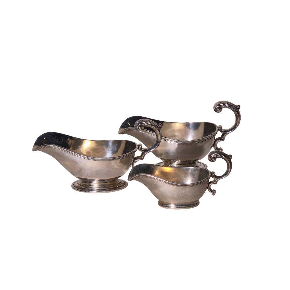 ROCA JEWELRY. THREE PUNCHED SILVER SAUCES.