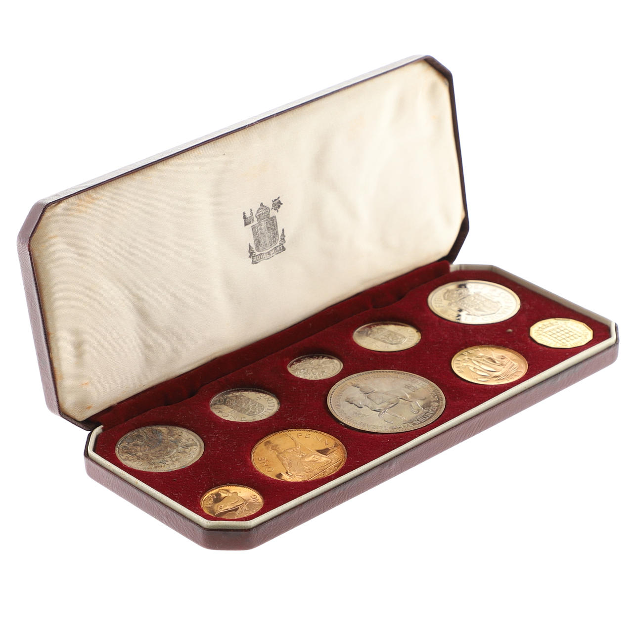 AN ELIZABETH II TEN COIN PROOF SET, IN AS NEW CONDITION, 1953. Coins ...
