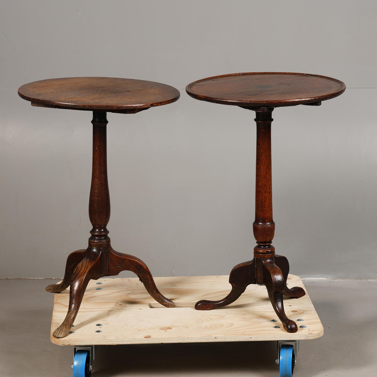 TWO GEORGE III OAK OCCASIONAL TABLES (2).