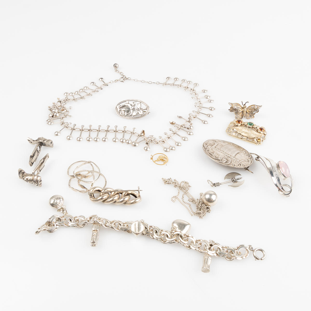 COLLECTION JEWELLERY, silver, 13 dlr.