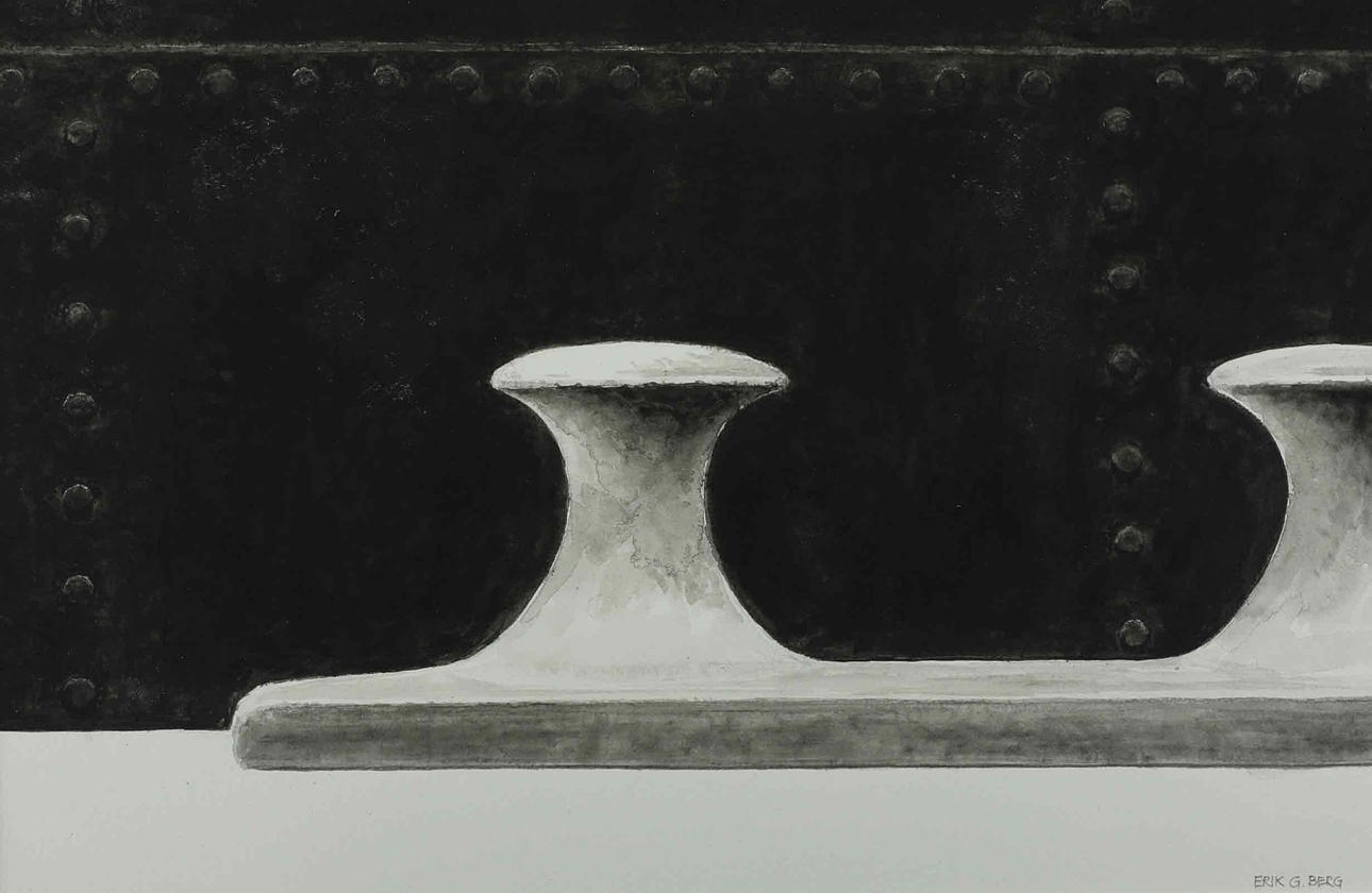 ERIK GUSTAV BERG (1935-2025). tushmålning, "Pollare", signerad.