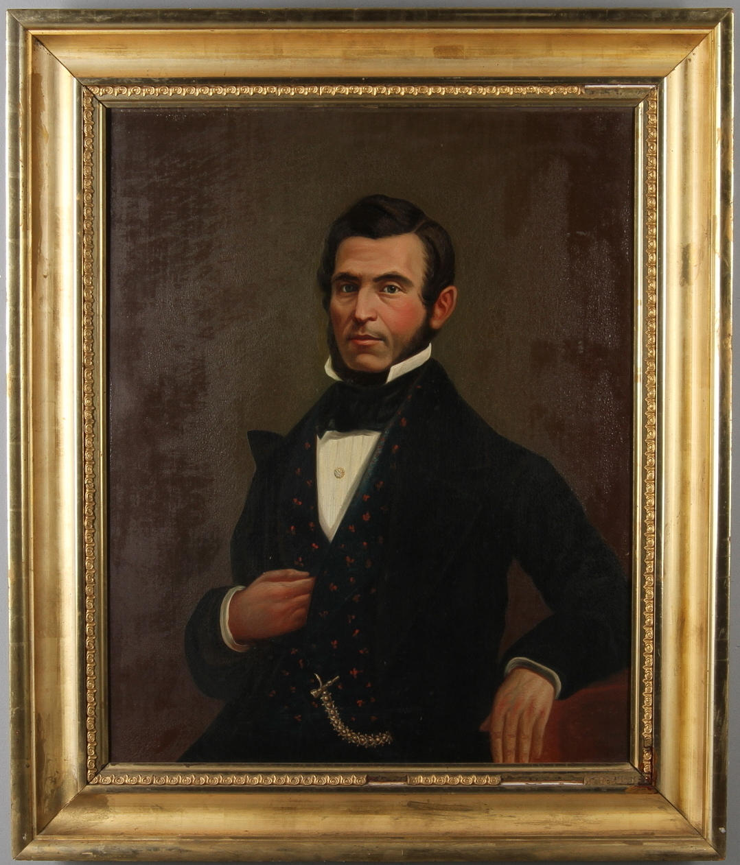 OIDENTIFIERAD KONSTNÄR. Porträtt av herre, olja på duk, sannolikt amerikan, 1800-tal.