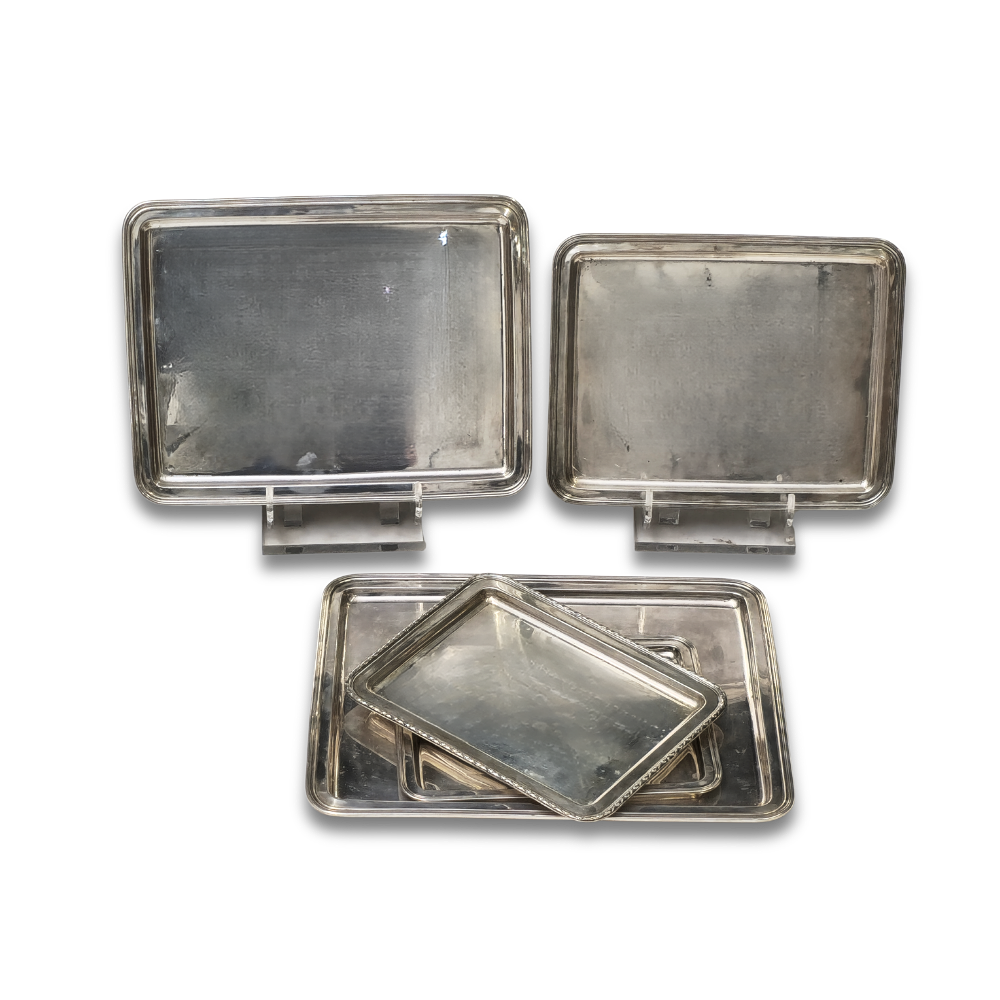 ROCA JEWELRY. FIVE PUNCHED SILVER TRAYS.