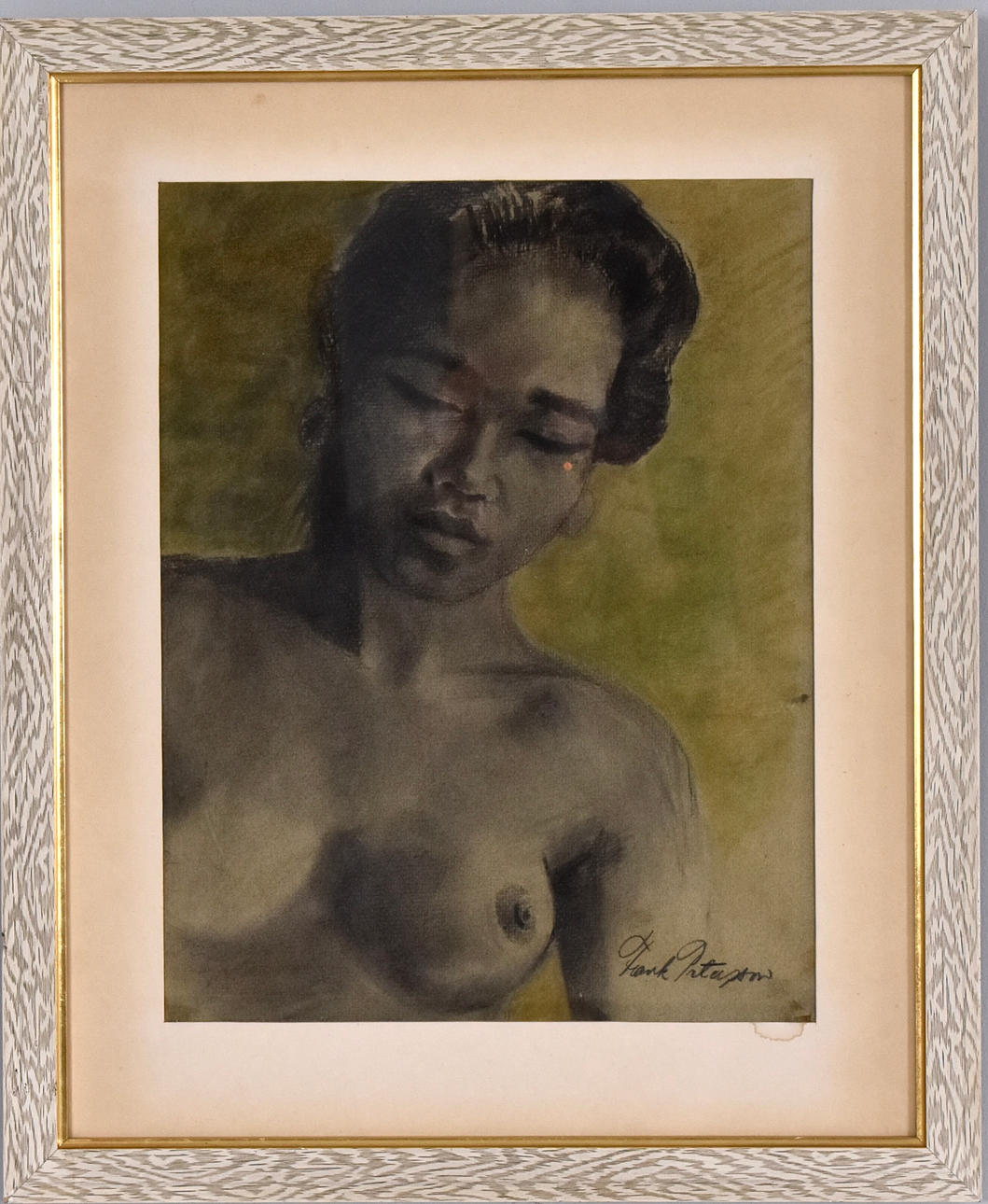 OIDENTIFIERAD KONSTNÄR. pastell, balinesisk kvinna.