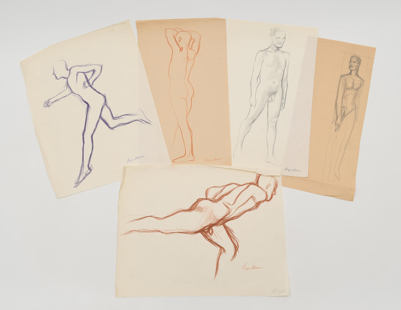 BIRGER EKMAN. Kroki drawings 5 pcs, man.